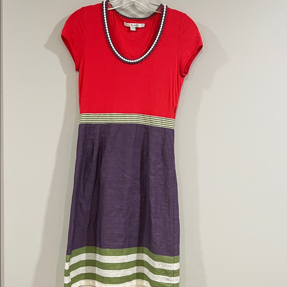 Boden Red and Purple Midi Dress‎
